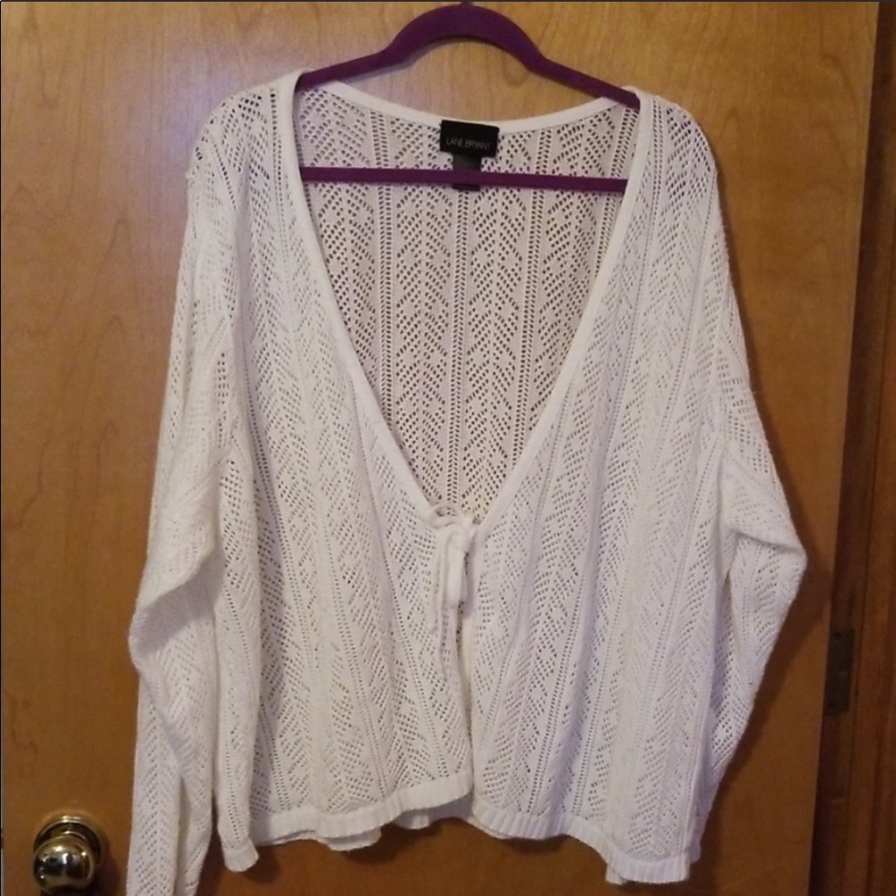 White open work shrug